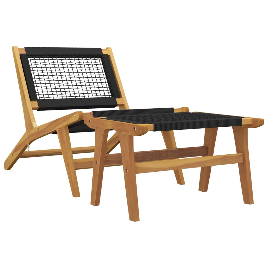Garden Chair with Footrest Solid Wood Teak and Polyester - image 3
