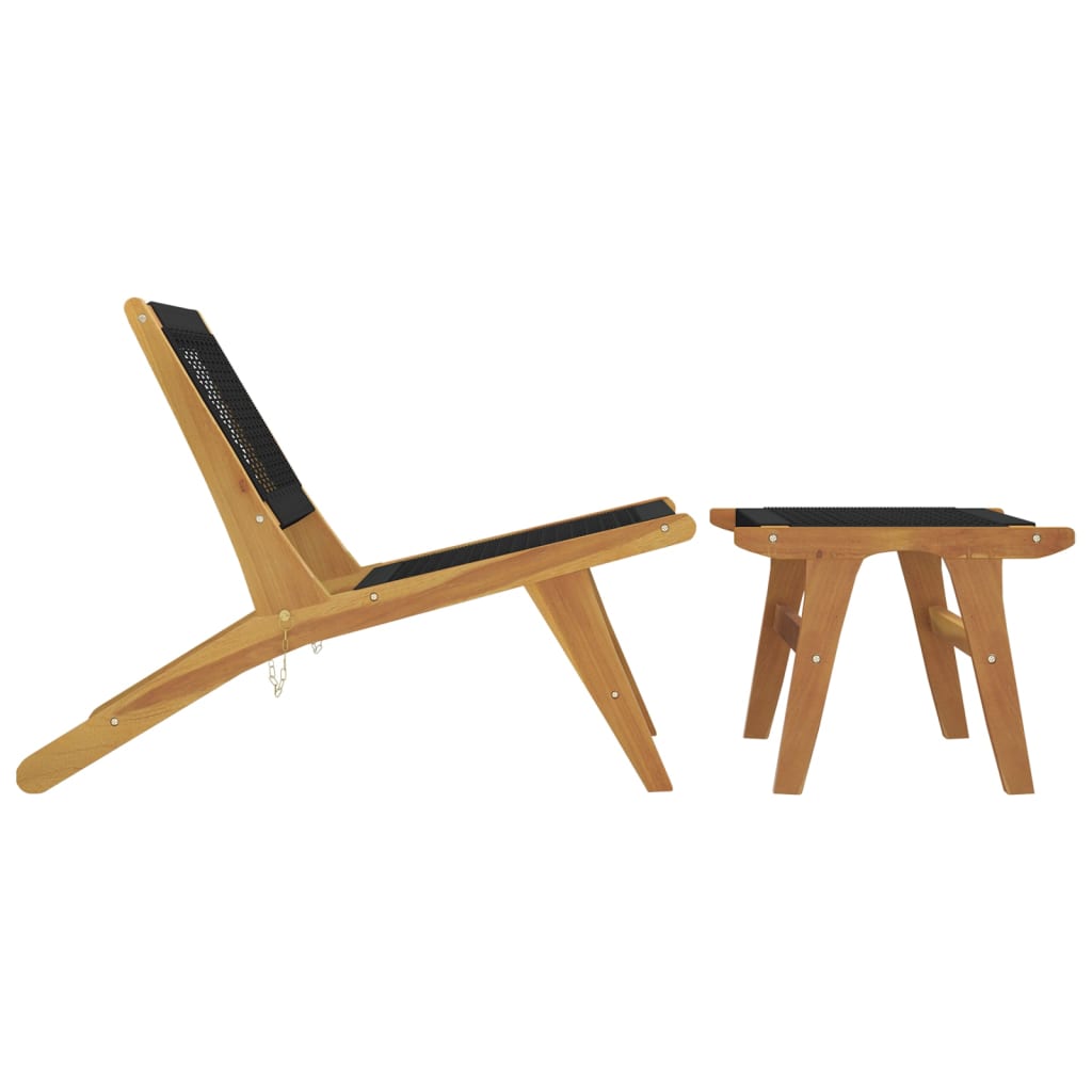 Garden Chair with Footrest Solid Wood Teak and Polyester - image 5