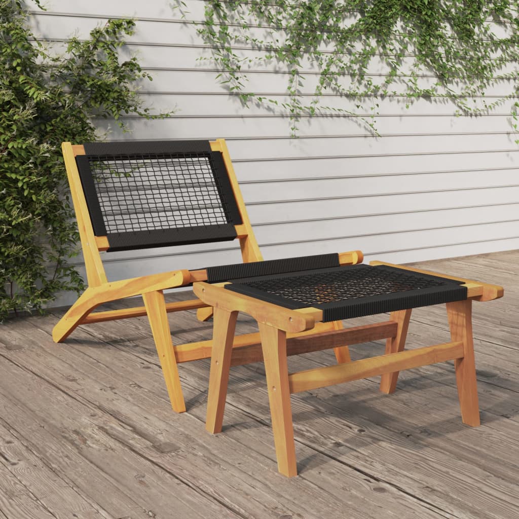 Garden Chair with Footrest Solid Wood Teak and Polyester - image 2