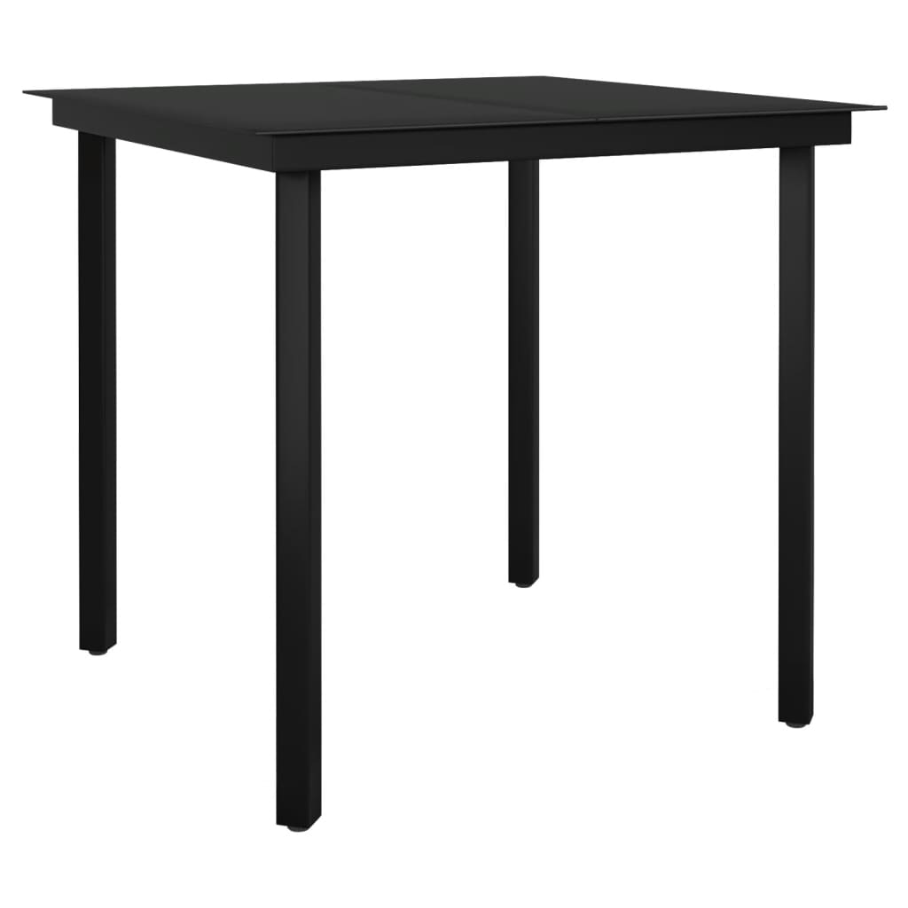 NNEVL 3 Piece Garden Dining Set with Cushions Black
