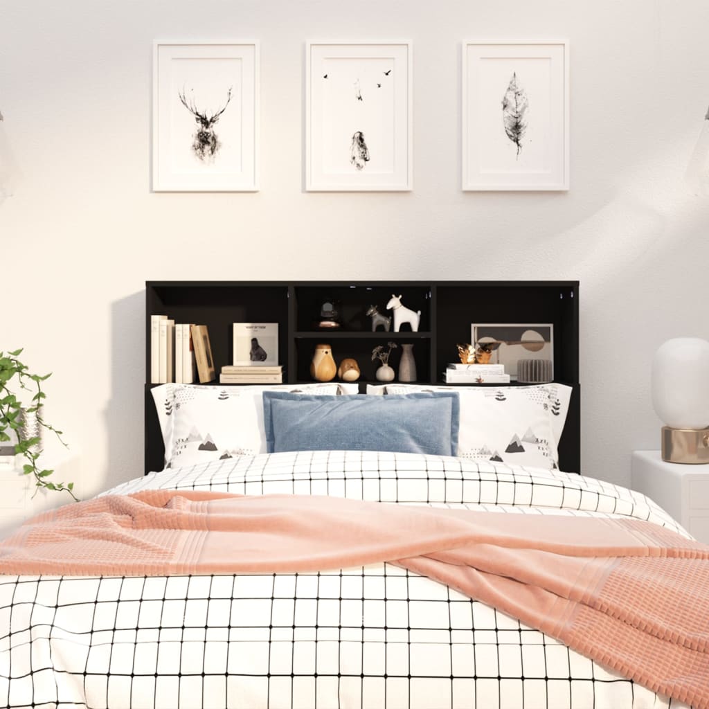 Headboard Cabinet Black 120x19x103.5 cm - image 3