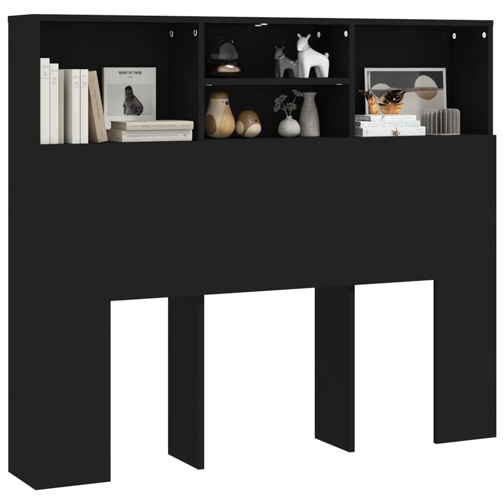 Headboard Cabinet Black 120x19x103.5 cm - image 4