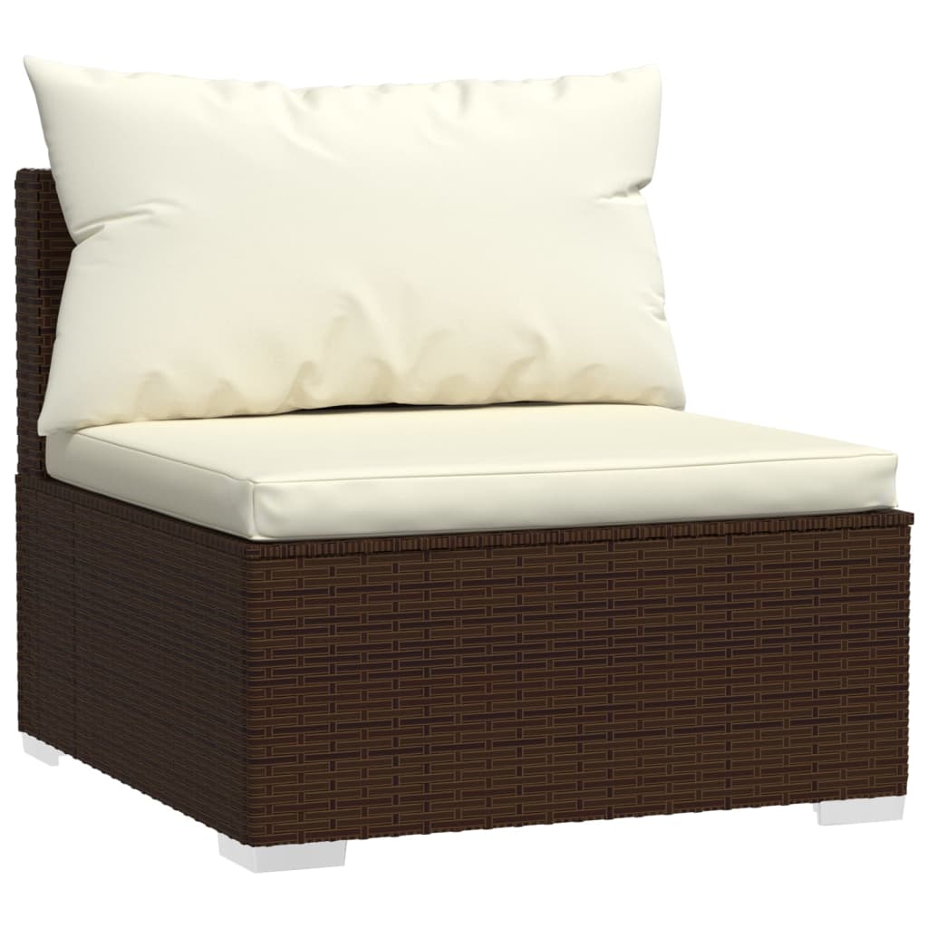 NNEVL 13 Piece Garden Lounge Set with Cushions Poly Rattan Brown