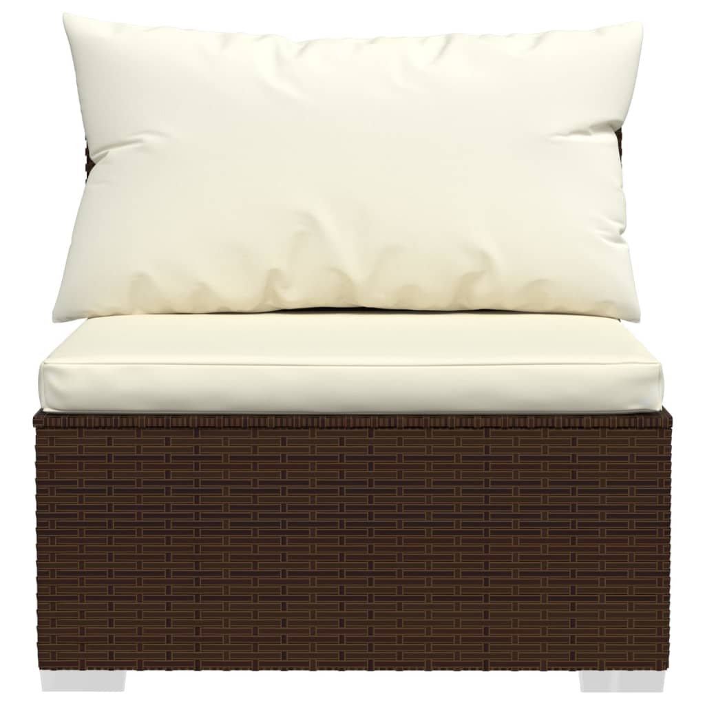 NNEVL 13 Piece Garden Lounge Set with Cushions Poly Rattan Brown