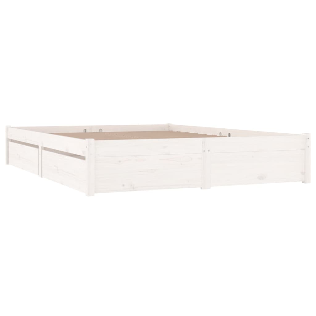 Bed Frame with Drawers White 180x200 cm 6FT King Size - image 5