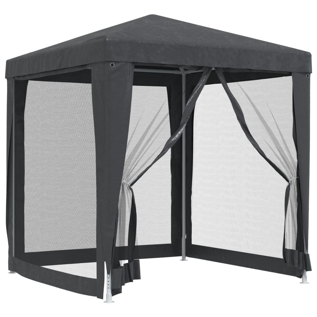 NNEVL Party Tent with 4 Mesh Sidewalls Anthracite 2x2 m HDPE