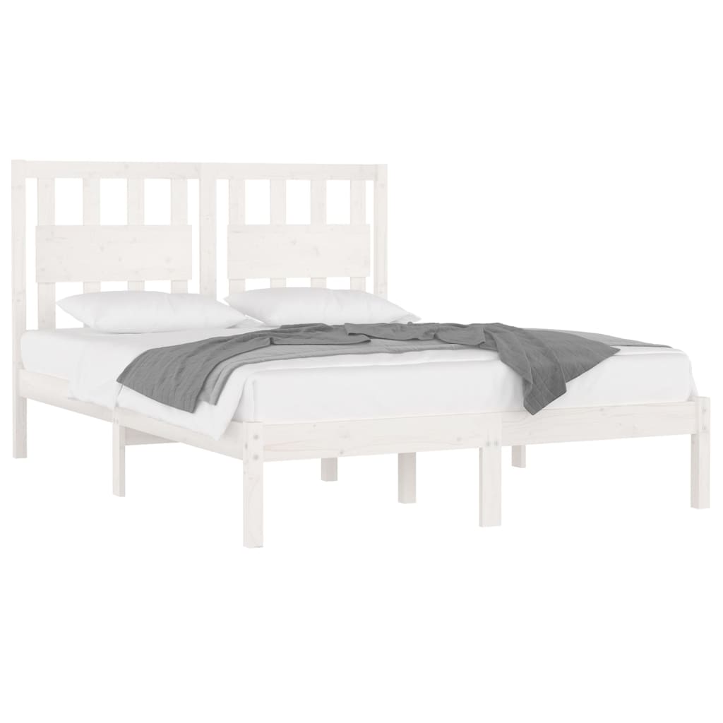 Bed Frame White Solid Wood Pine 183x203 cm King Size - image 2