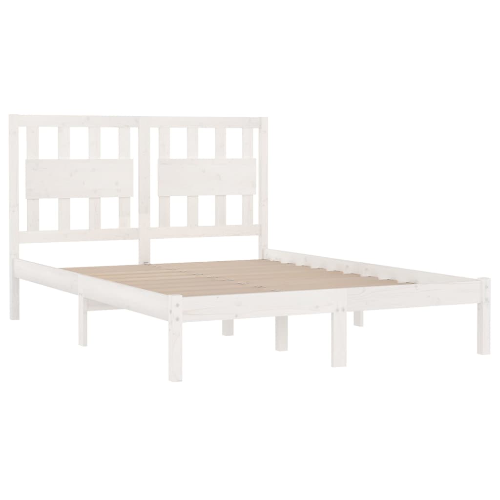 Bed Frame White Solid Wood Pine 183x203 cm King Size - image 3