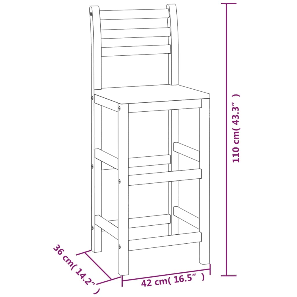 Bar Stools 8 pcs Solid Wood Acacia - image 4