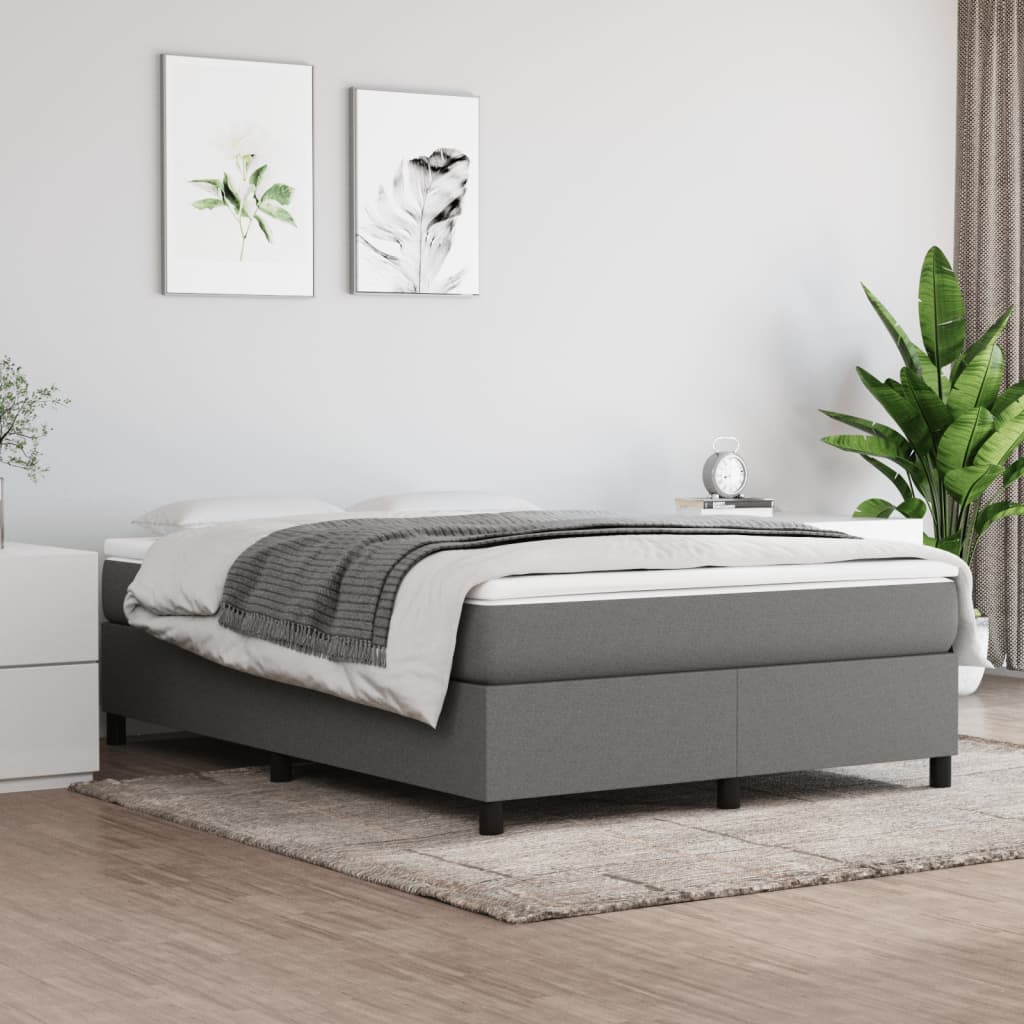 Bed Frame Dark Grey 137x187 cm Double Size Fabric - image 2