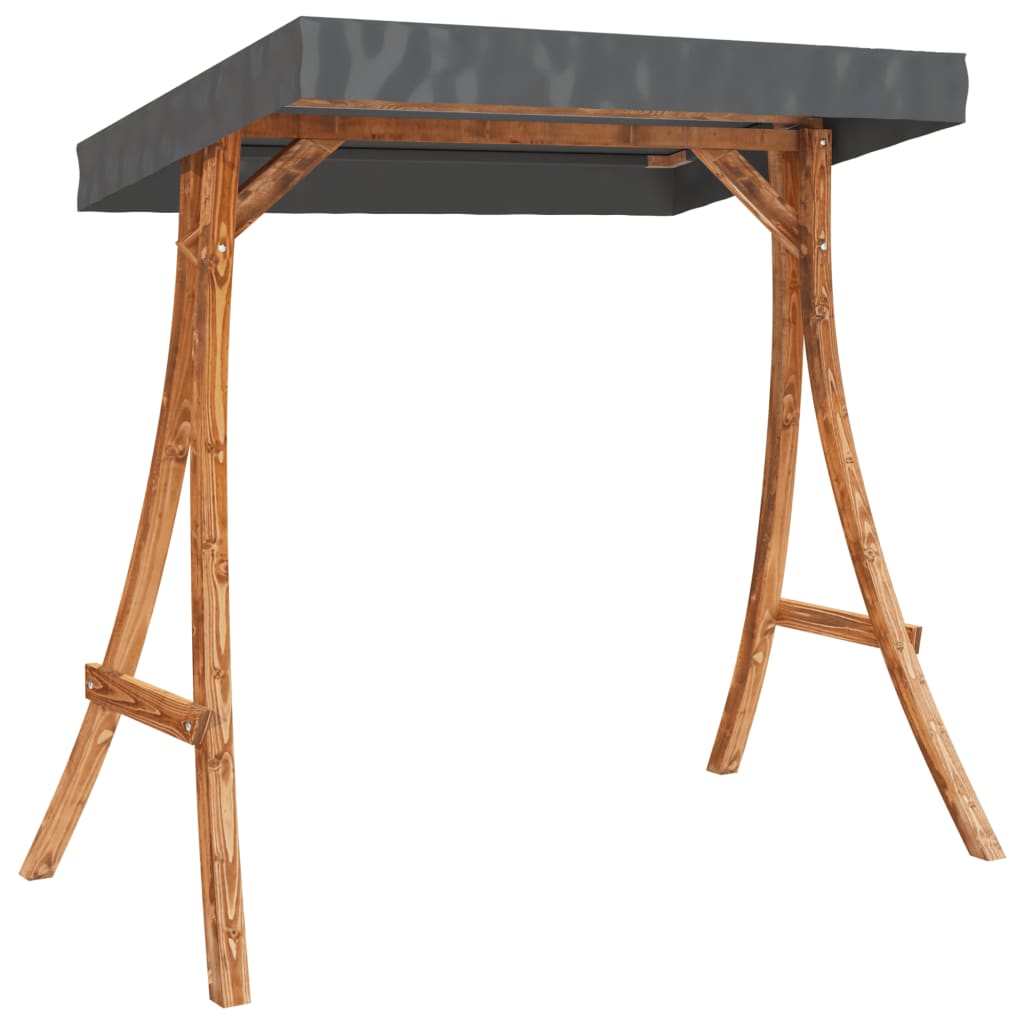NNEVL Swing Bed with Canopy Solid Wood Spruce with Teak Finish