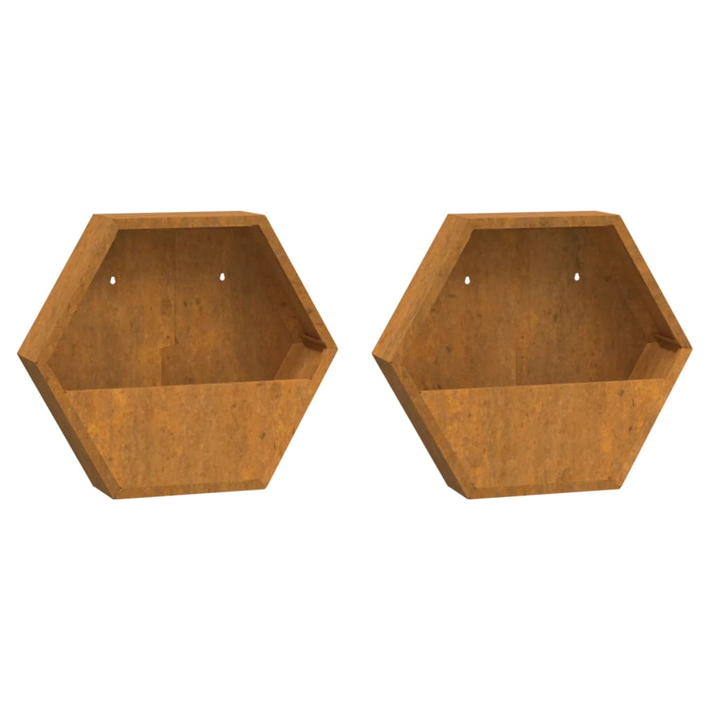 NNEVL Wall Planters 2 pcs Rusty Corten Steel 46x10x40 cm