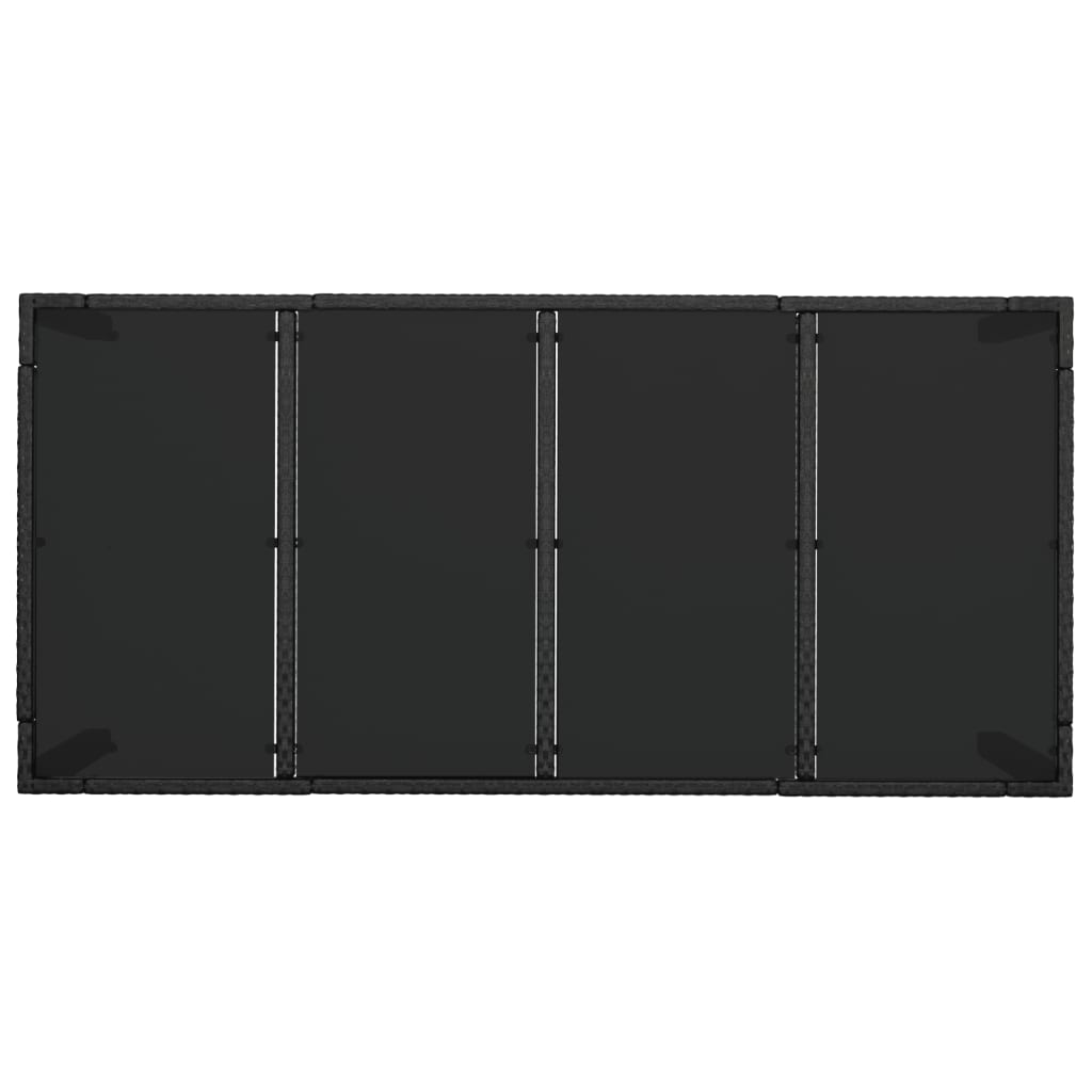 Garden Table with Glass Top Black 190x90x75 cm Poly Rattan - image 5