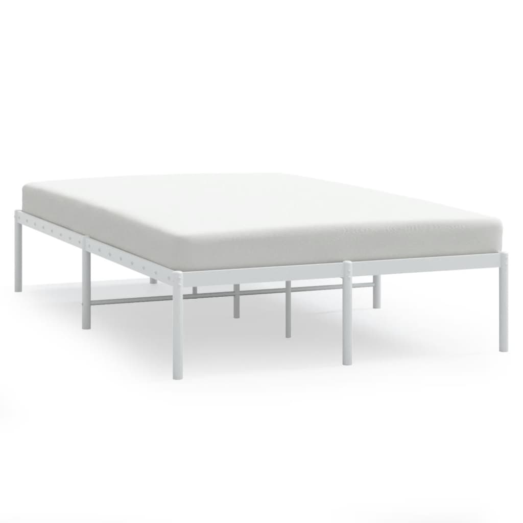 Metal Bed Frame White 137x187 cm Double Size - image 2