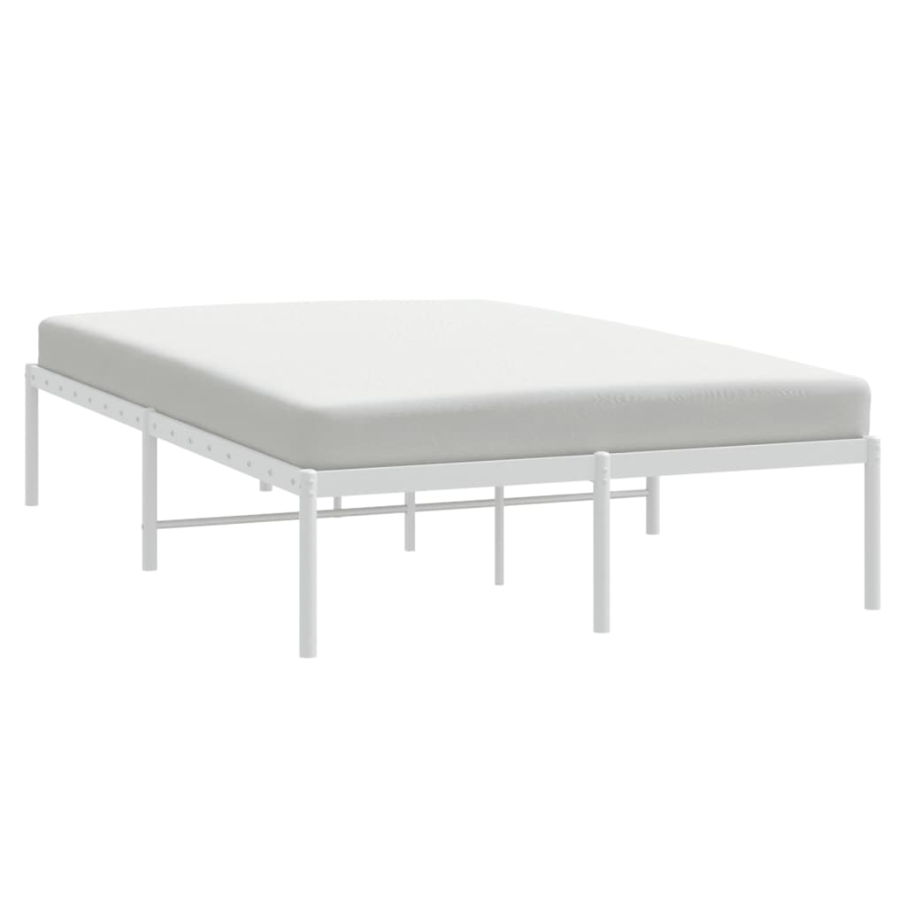 Metal Bed Frame White 137x187 cm Double Size - image 3