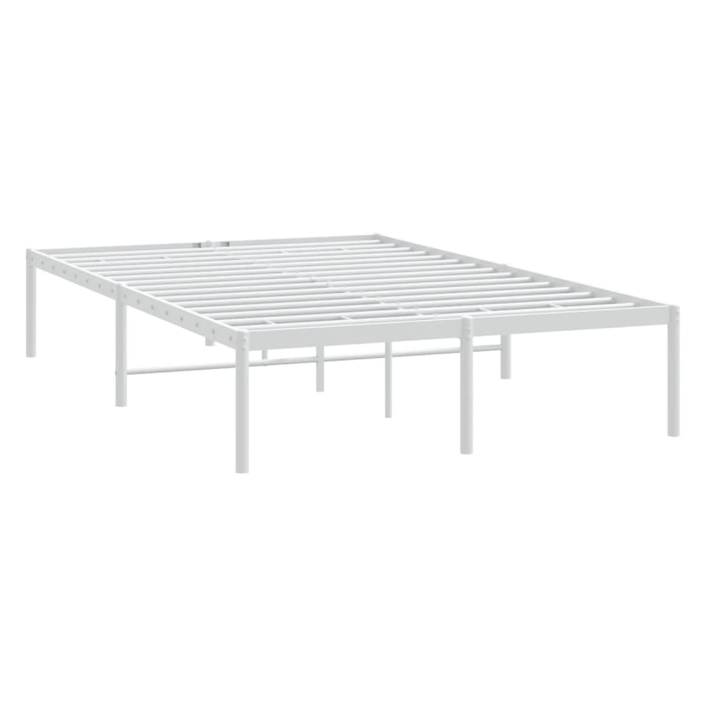 Metal Bed Frame White 137x187 cm Double Size - image 4