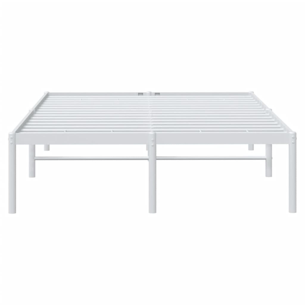 Metal Bed Frame White 137x187 cm Double Size - image 5