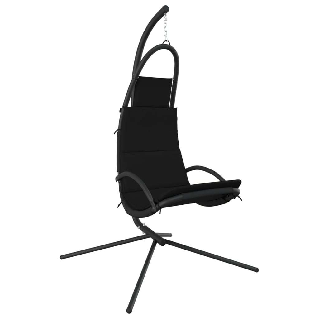 NNEVL Garden Swing Chair with Cushion Black Oxford Fabric and Steel