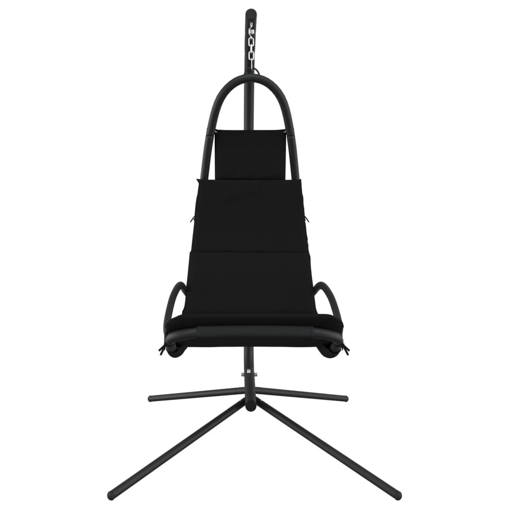 NNEVL Garden Swing Chair with Cushion Black Oxford Fabric and Steel
