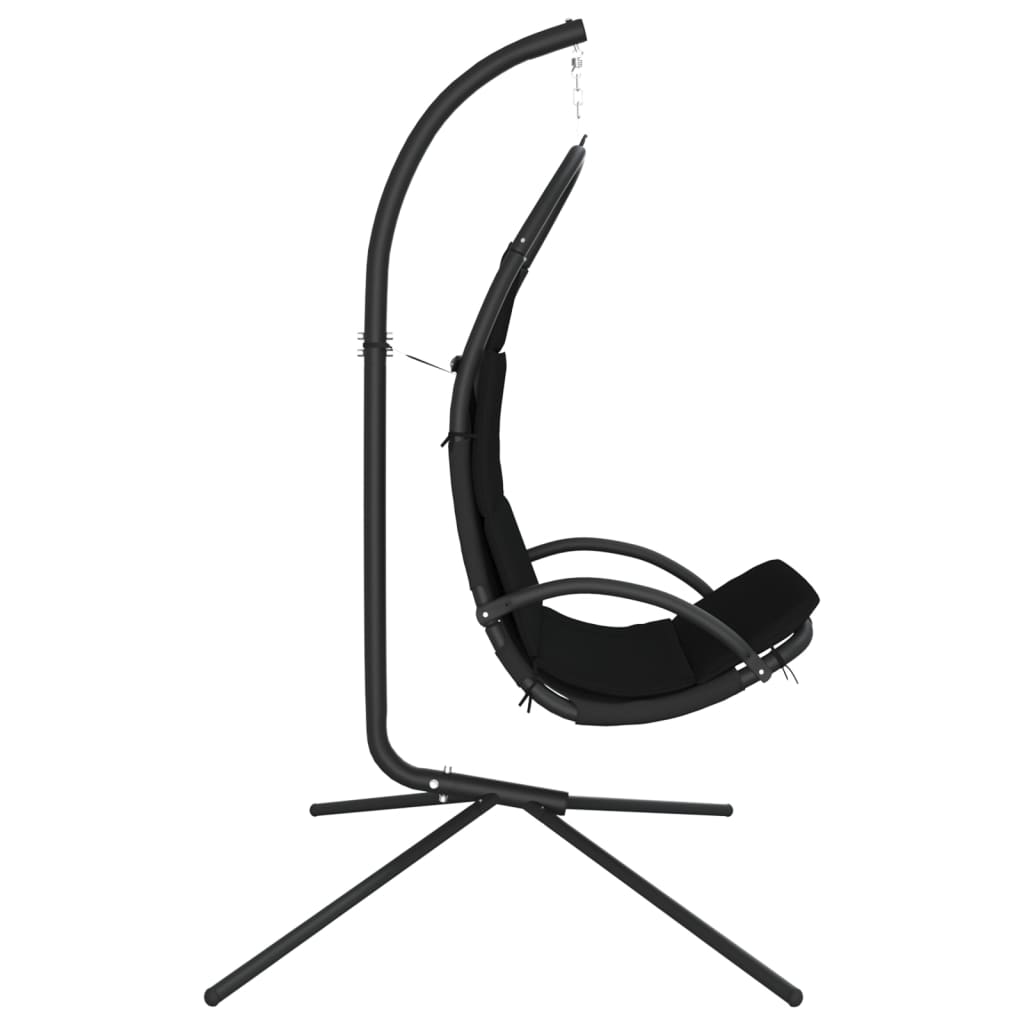 NNEVL Garden Swing Chair with Cushion Black Oxford Fabric and Steel