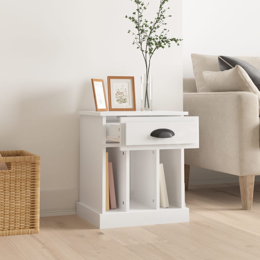 Bedside Cabinet High Gloss White 43x36x50 cm - image 2