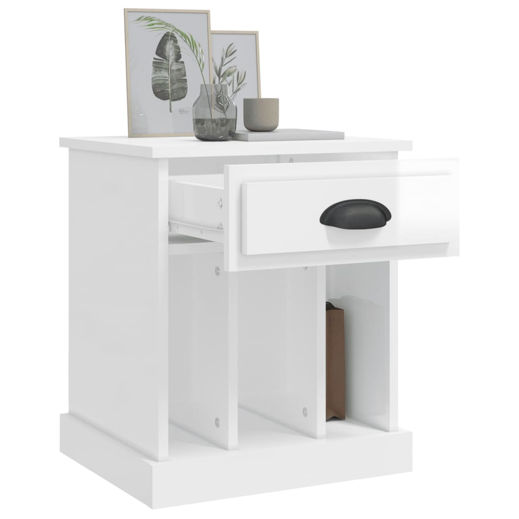 Bedside Cabinet High Gloss White 43x36x50 cm - image 4