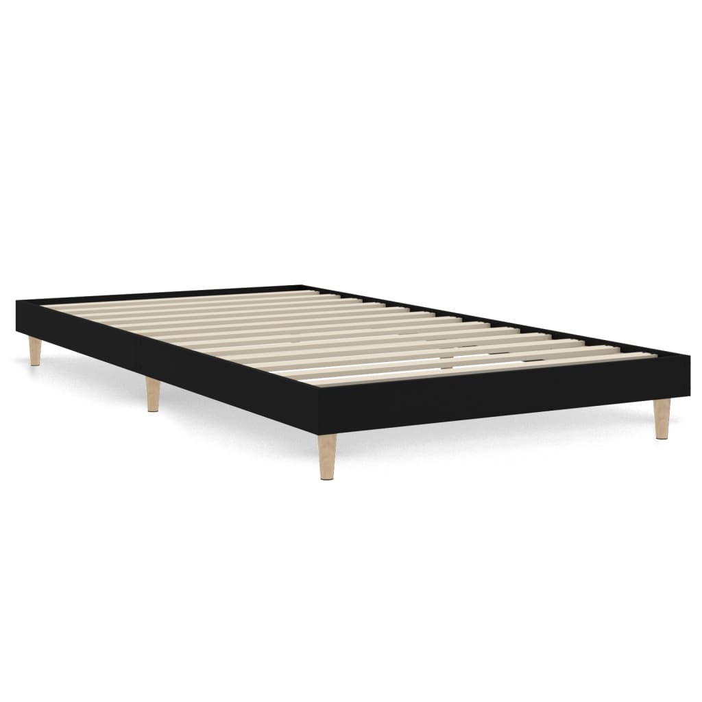 Bed Frame Black 92x187 cm Single Bed Size Engineered Wood - image 2