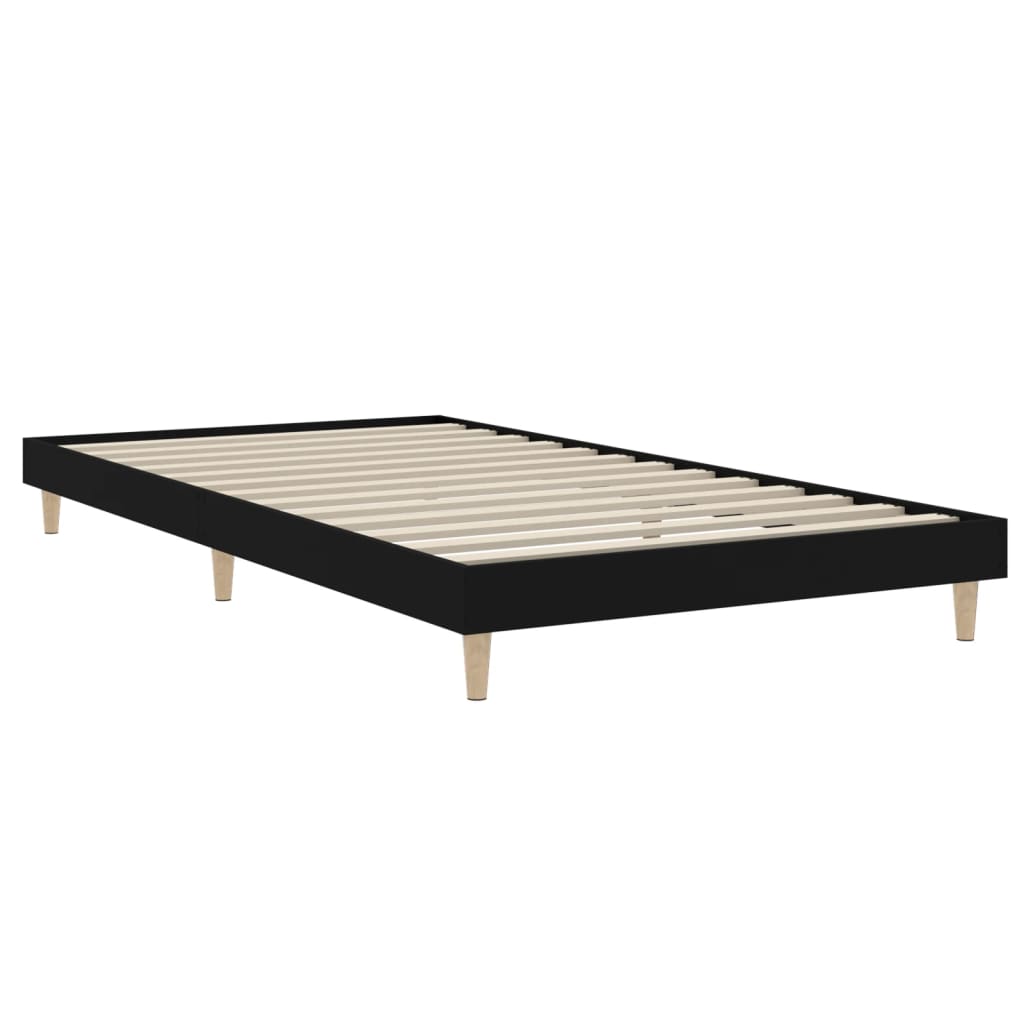 Bed Frame Black 92x187 cm Single Bed Size Engineered Wood - image 3