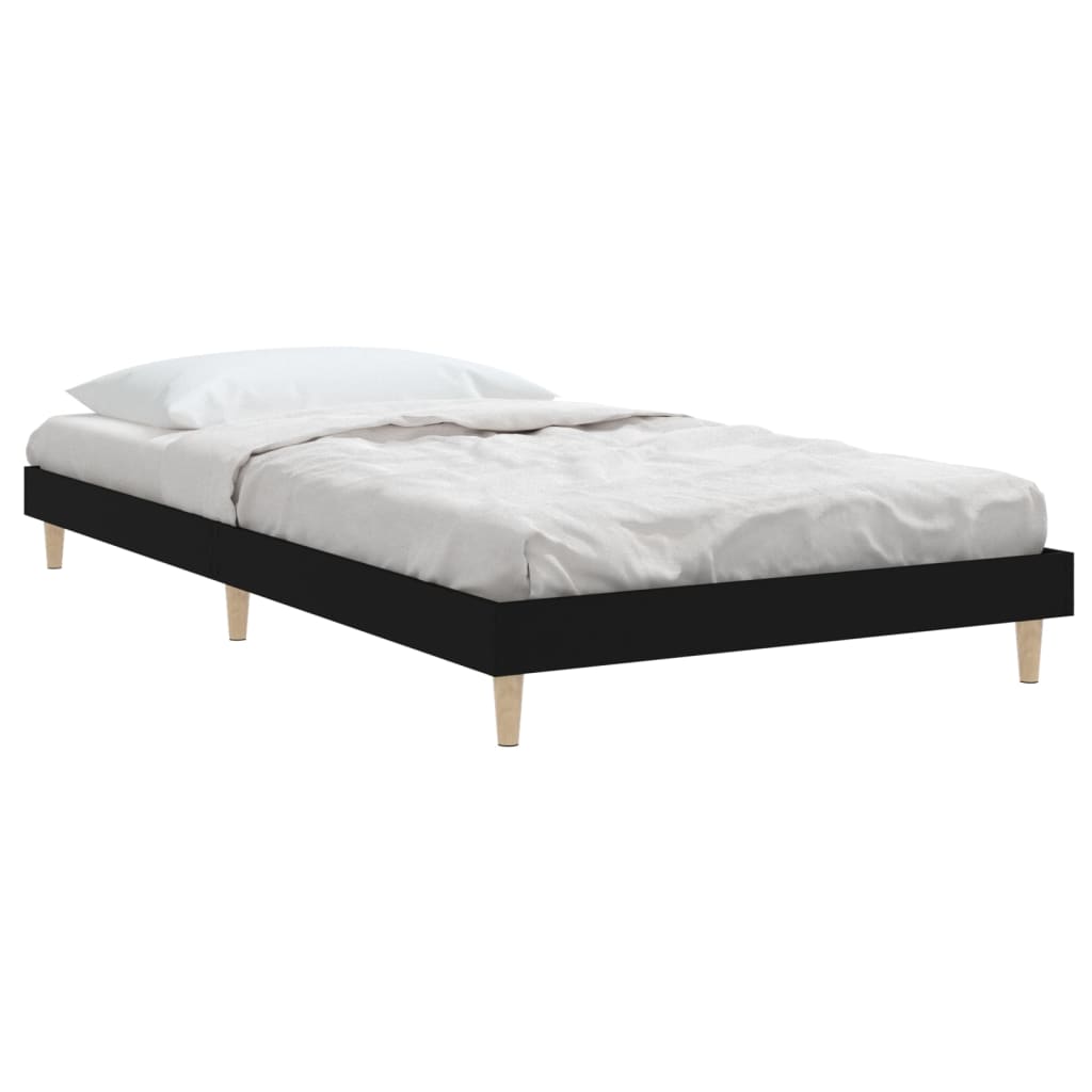 Bed Frame Black 92x187 cm Single Bed Size Engineered Wood - image 5