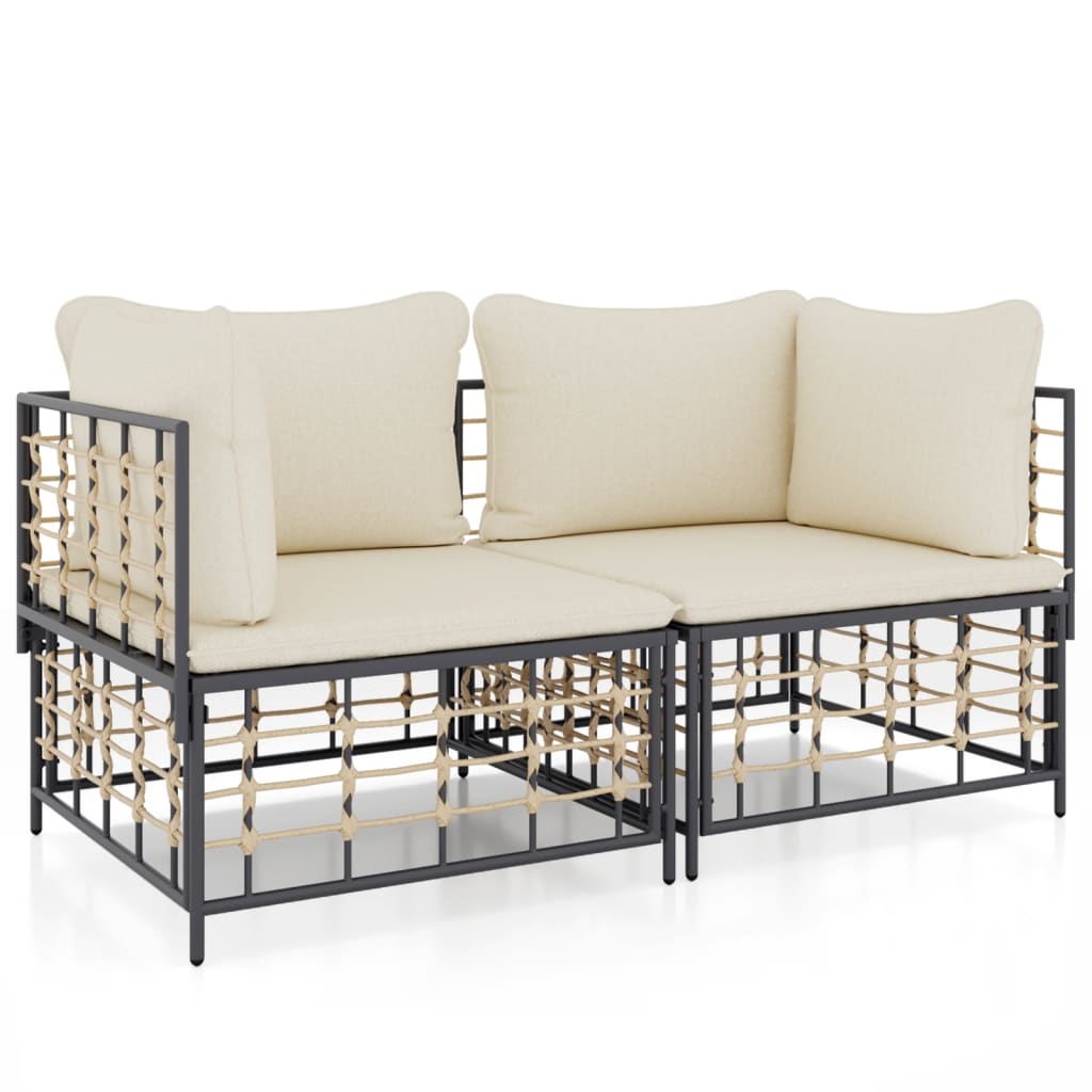 Sectional Corner Sofas with Cushions 2 pcs Poly Rattan - image 2
