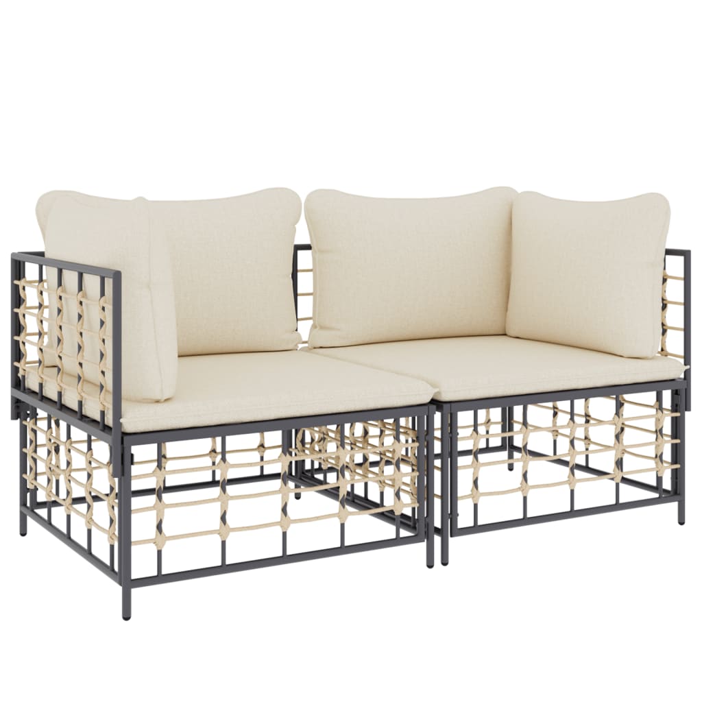 Sectional Corner Sofas with Cushions 2 pcs Poly Rattan - image 3
