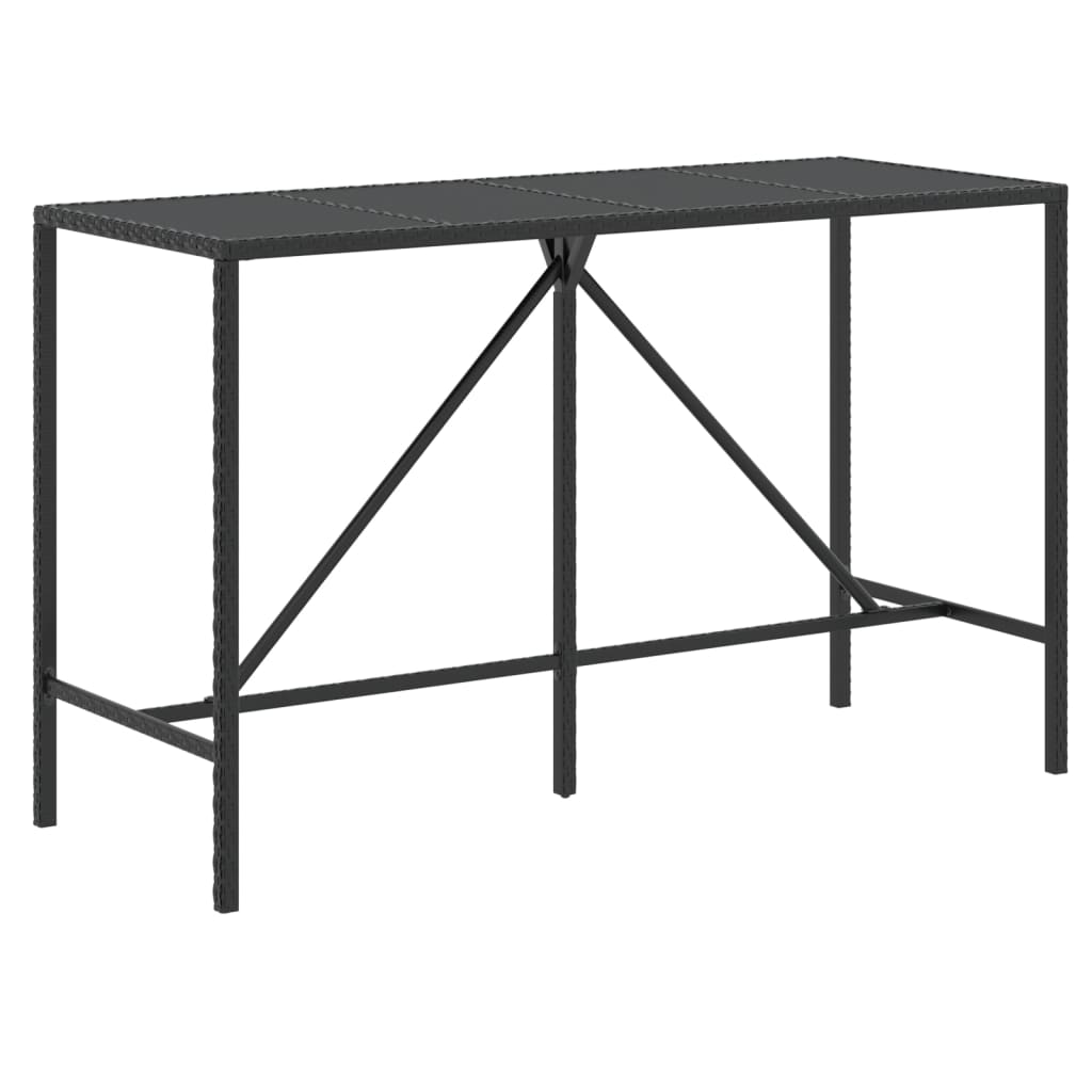 9 Piece Garden Bar Set with Cushions Black Poly Rattan - image 2