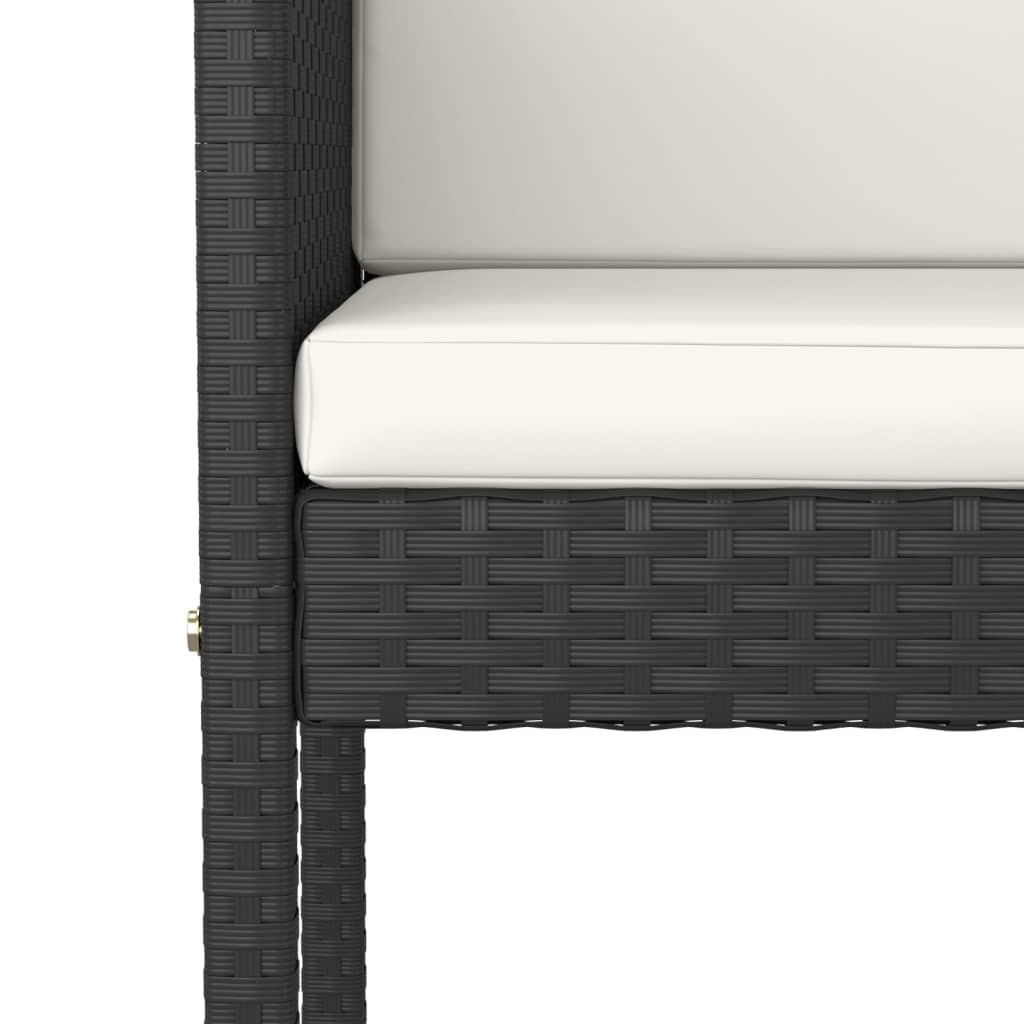 9 Piece Garden Bar Set with Cushions Black Poly Rattan - image 3