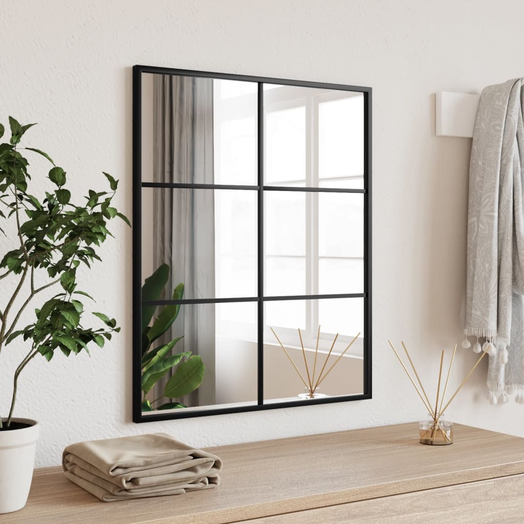 NNEVL Wall Mirror Black 50x60 cm Rectangle Iron