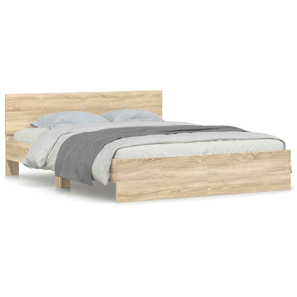 Bed Frame without Mattress Sonoma Oak 150x200 cm - image 3