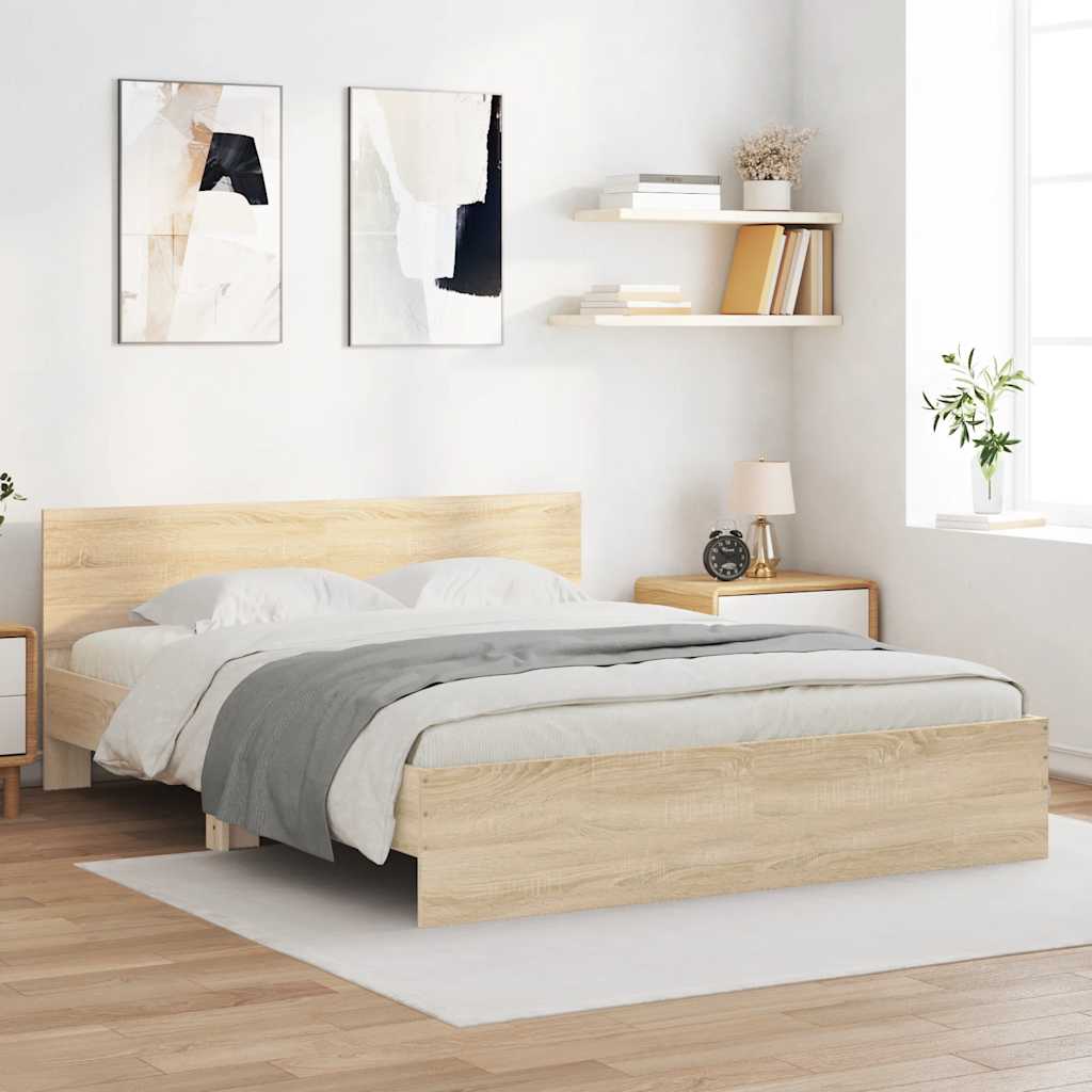 Bed Frame without Mattress Sonoma Oak 150x200 cm - image 2