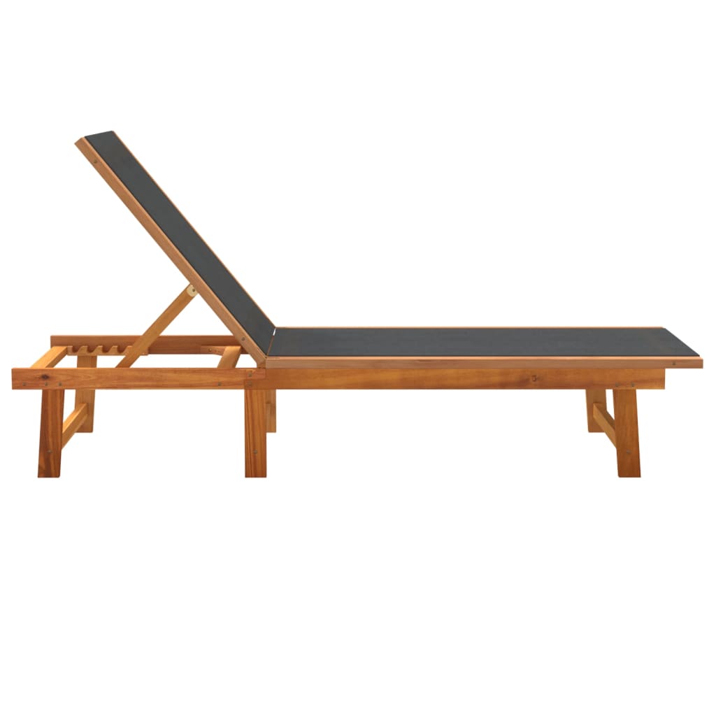 NNEVL Sun Loungers 2 pcs Black Solid Wood Acacia and Textilene