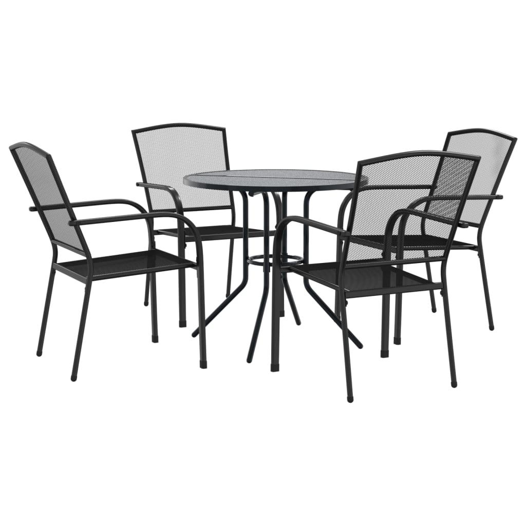Stackable Garden Chair Set 5 Piece Anthracite Powder-coated Steel - image 2