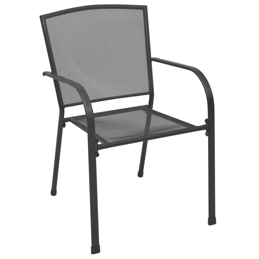 Stackable Garden Chair Set 5 Piece Anthracite Powder-coated Steel - image 4