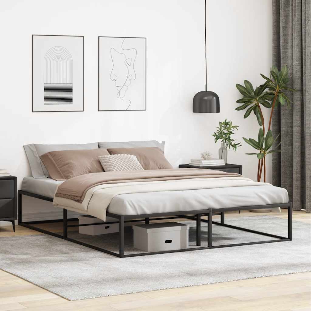 Bed Frame without Mattress Black 153x203 cm Queen Metal - image 3
