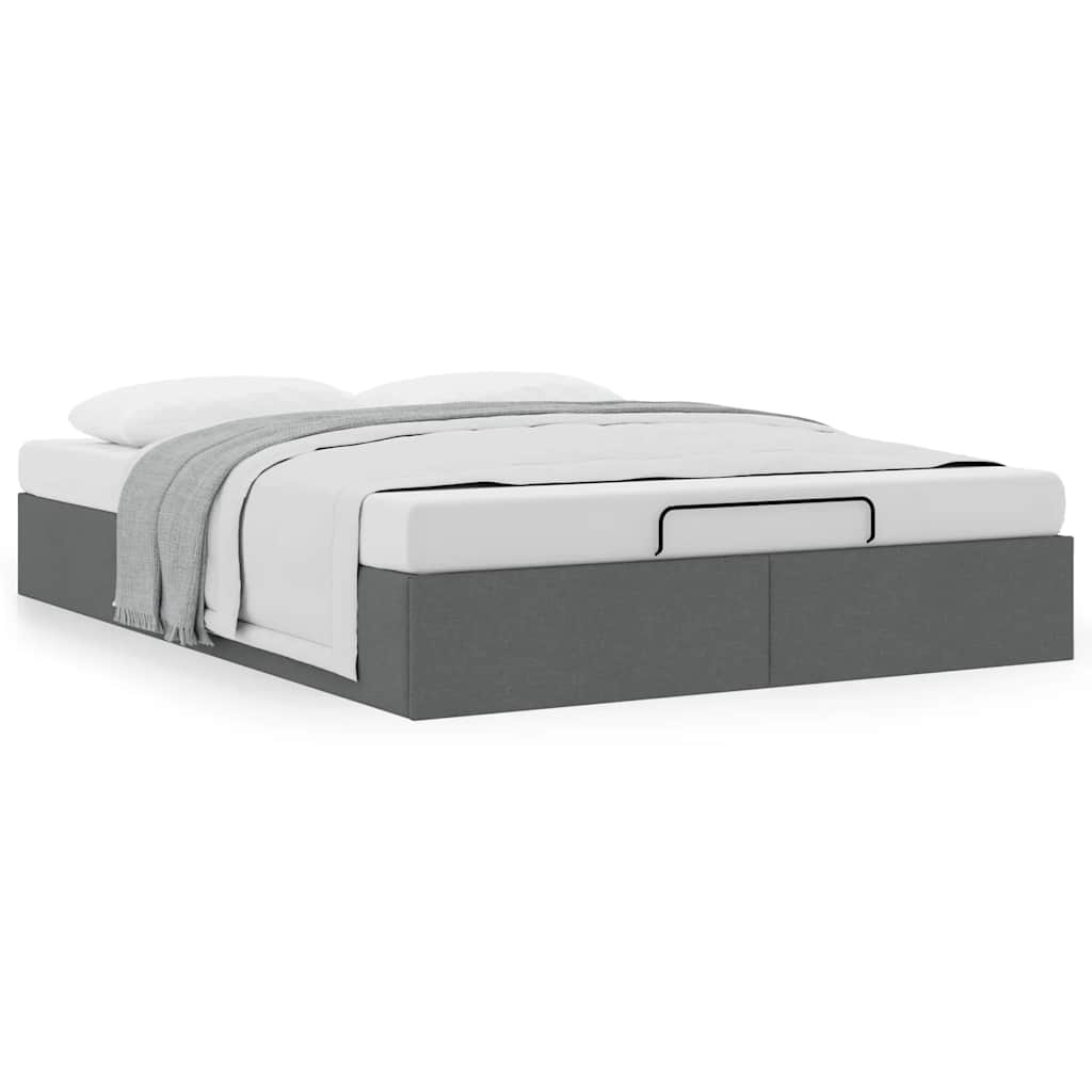 Ottoman Storage Bed Frame without Mattress Dark Grey Queen Fabric - image 5