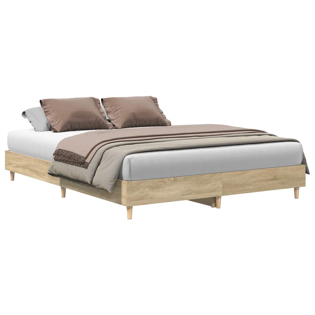 Bed Frame No Mattress Sonoma Oak 150x200 cm Engineered Wood - image 4