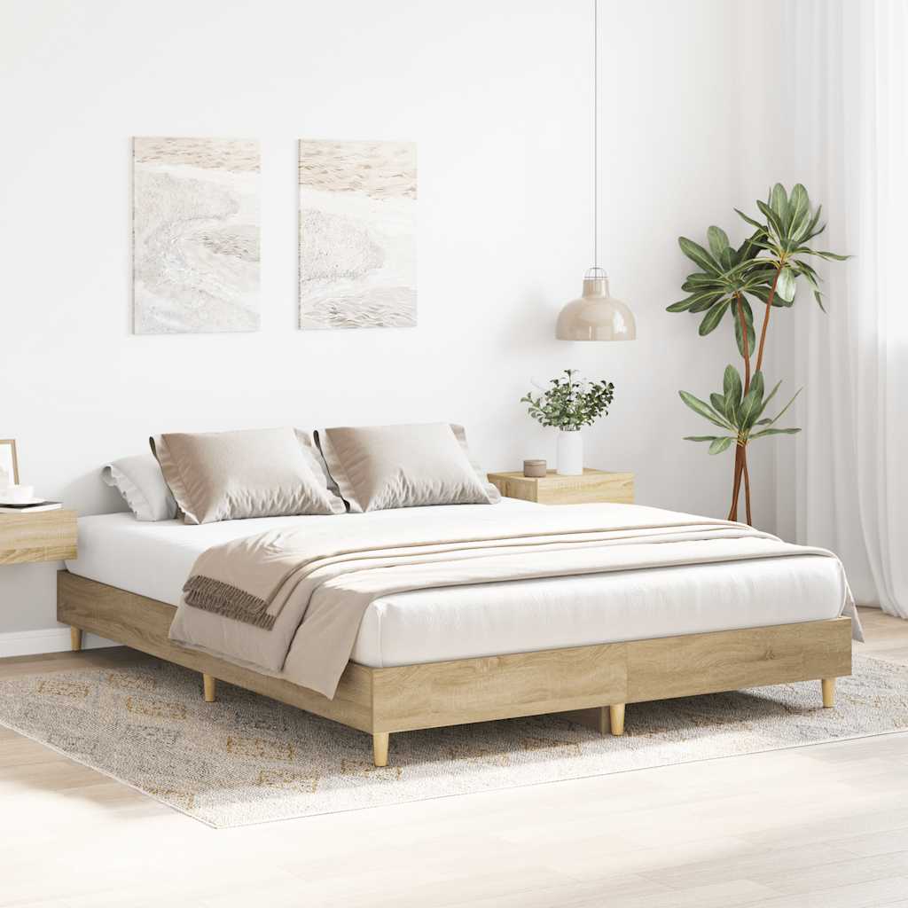 Bed Frame No Mattress Sonoma Oak 150x200 cm Engineered Wood - image 5