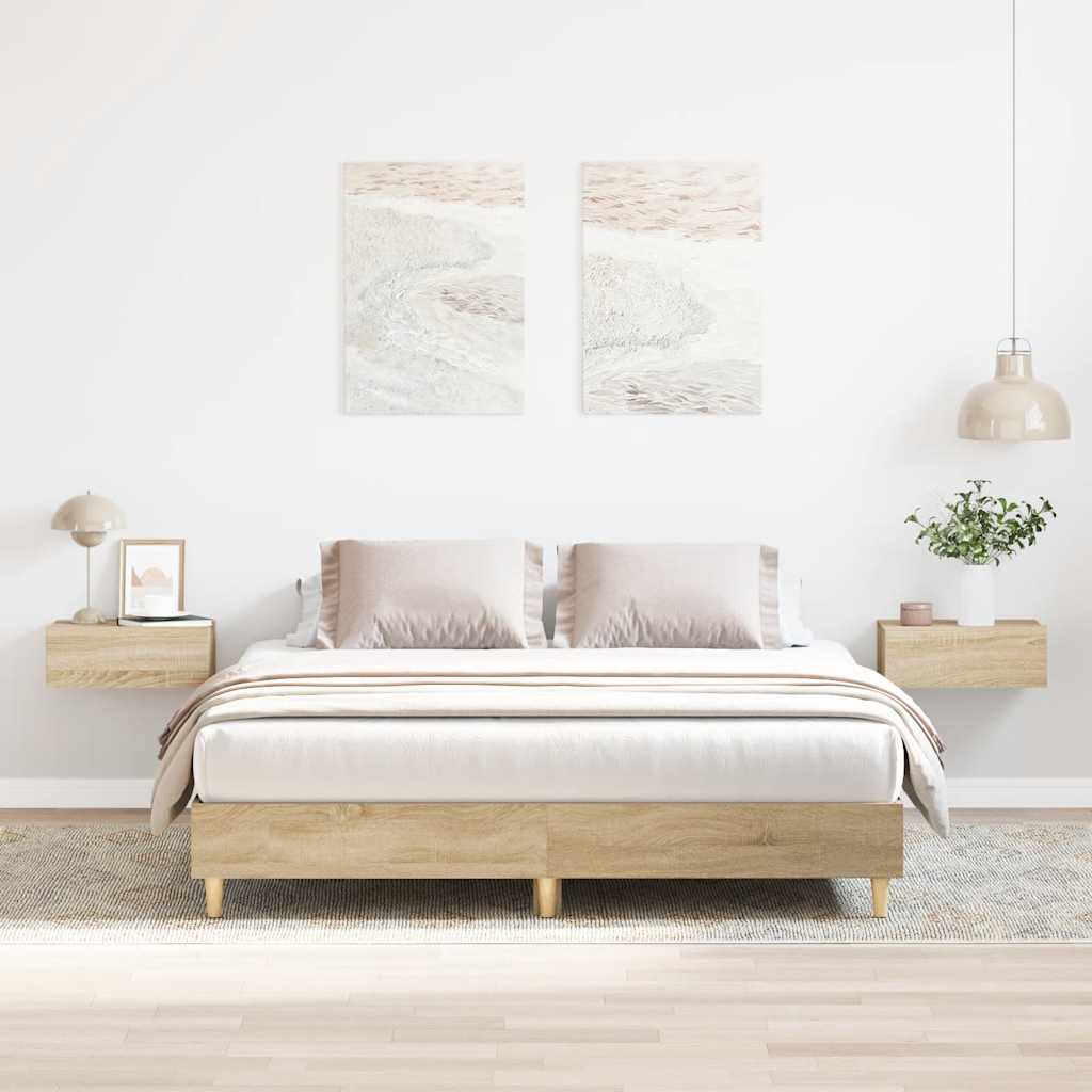 Bed Frame No Mattress Sonoma Oak 150x200 cm Engineered Wood - image 3