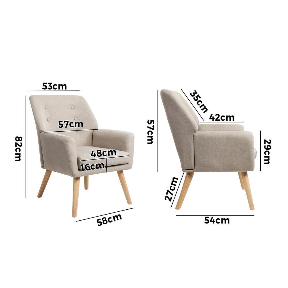 NNEED Armchair Linen Fabric Beige