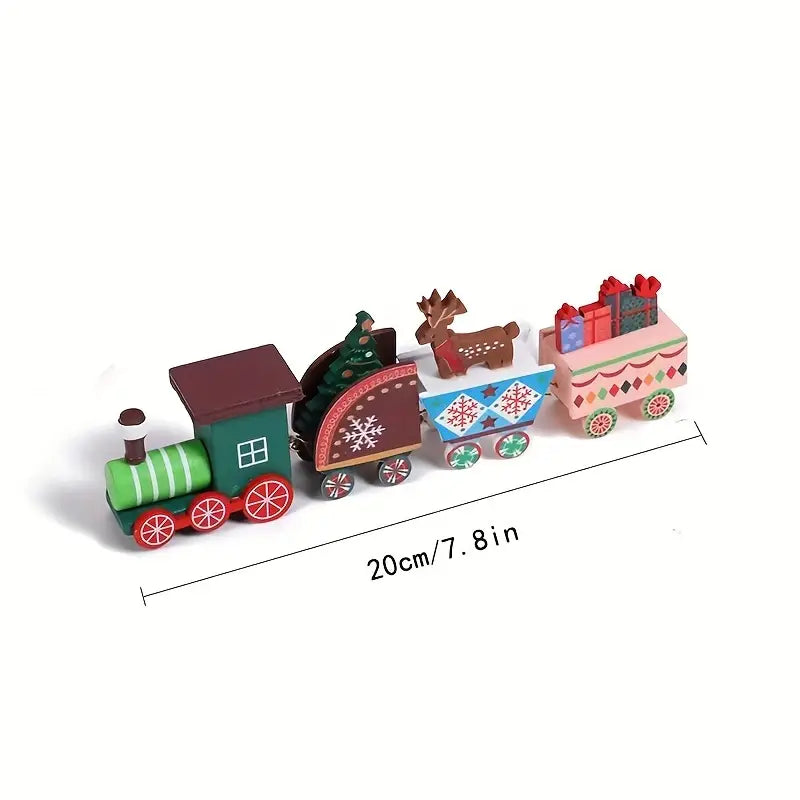 NNETM 1pc Christmas Train Painted Wooden Toys Table Top Ornament Home Decoration, Christmas Gifts, Party Favors