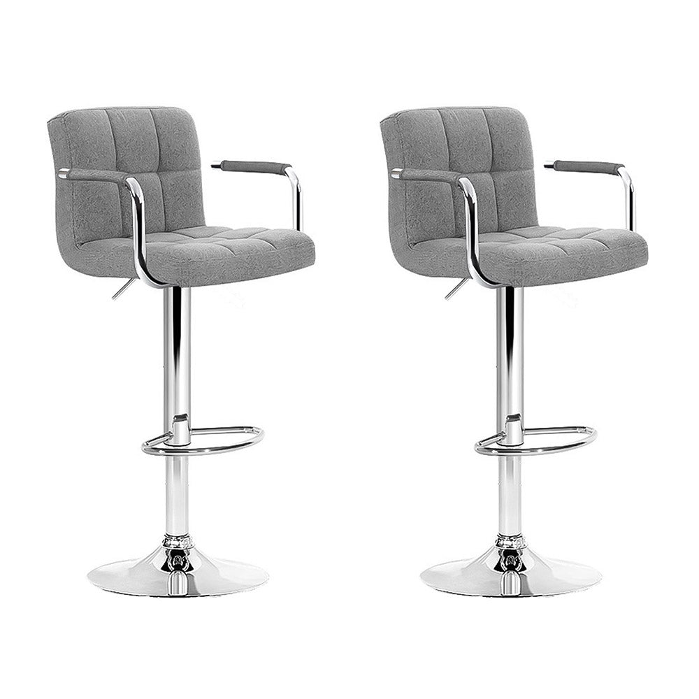 NNEDSZ Set of 2 Bar Stools Gas lift Swivel - Steel and Grey