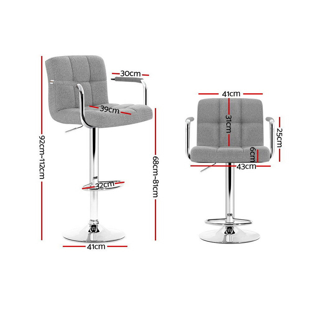 NNEDSZ Set of 2 Bar Stools Gas lift Swivel - Steel and Grey