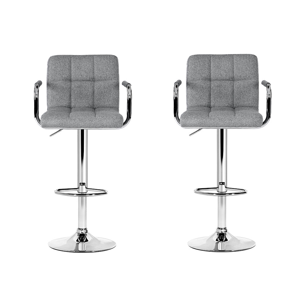 NNEDSZ Set of 2 Bar Stools Gas lift Swivel - Steel and Grey