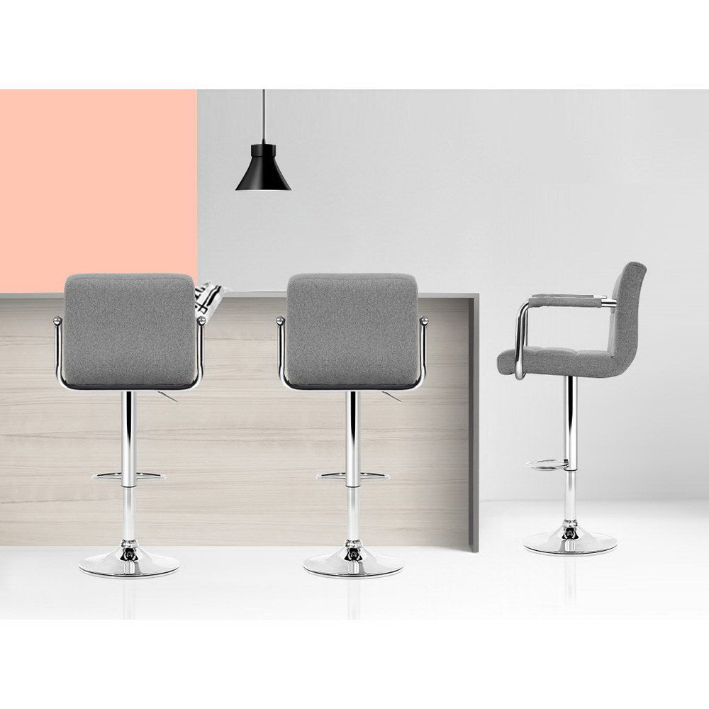 NNEDSZ Set of 2 Bar Stools Gas lift Swivel - Steel and Grey